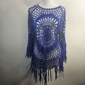 Cupshe size small crochet sweater cover up. Blue.  NWT